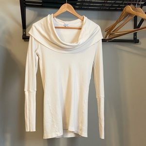 SPLENDID Waffle Knit Cowl Neck Tunic Top